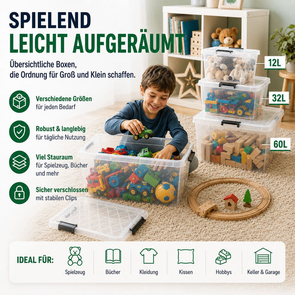 4x Aufbewahrungsbox 20 L mit Deckel