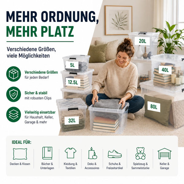 4x Aufbewahrungsbox 20 L mit Deckel