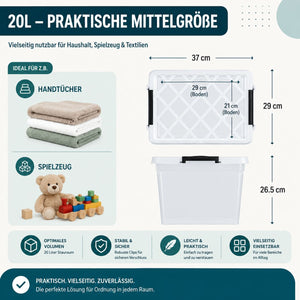 4x Aufbewahrungsbox 20 L mit Deckel