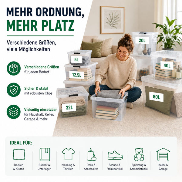 4x Aufbewahrungsbox 32 L mit Deckel