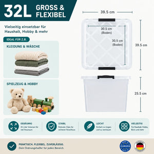 4x Aufbewahrungsbox 32 L mit Deckel