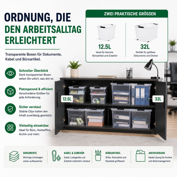4x Aufbewahrungsbox 32 L mit Deckel