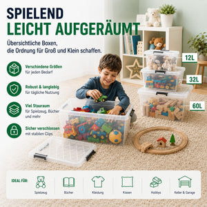 4x Aufbewahrungsbox 32 L mit Deckel
