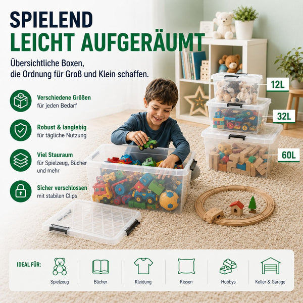 4x Aufbewahrungsbox 32 L mit Deckel