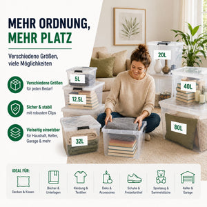 4x Aufbewahrungsbox 80 L mit Deckel
