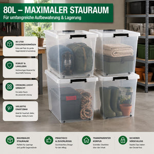 4x Aufbewahrungsbox 80 L mit Deckel
