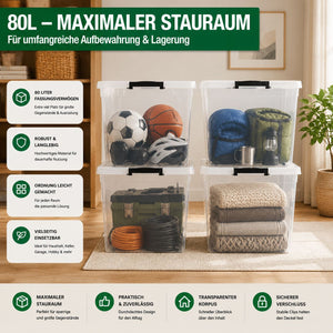 4x Aufbewahrungsbox 80 L mit Deckel