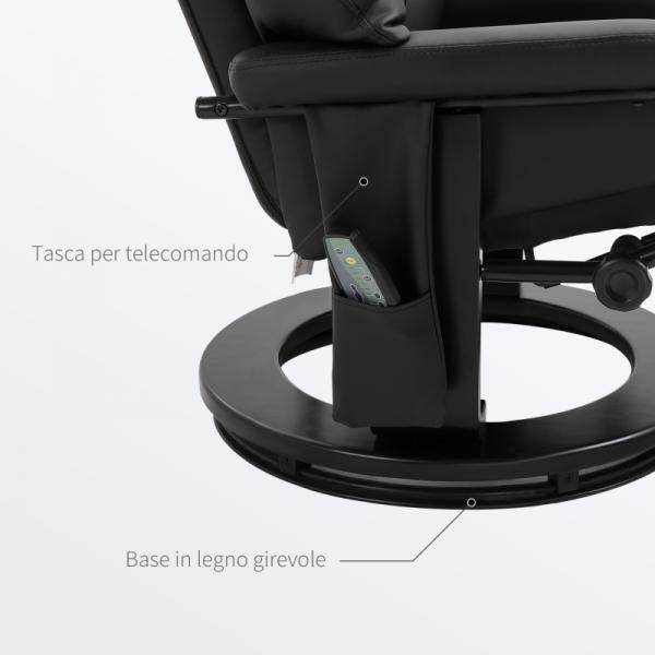 Relaxliege mit Liegefunktion Fernsehsessel mit Hocker Massage Schwarz
