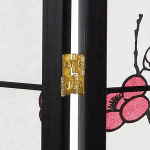 5-panel wooden room divider, black