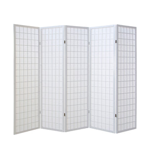 5-panel wooden room divider, white