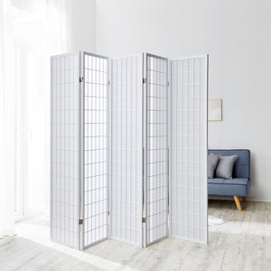 5-panel wooden room divider, white