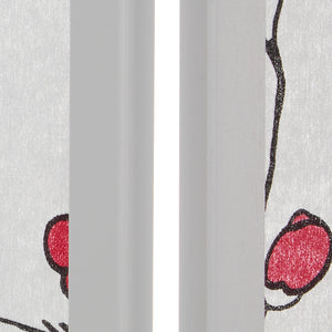 5-panel wooden room divider with cherry blossom design, white
