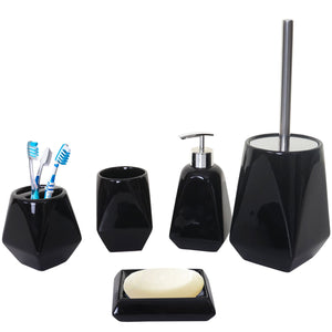 5-teiliges Badset Badaccessoires Keramik schwarz