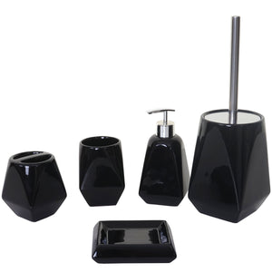 5-teiliges Badset Badaccessoires Keramik schwarz