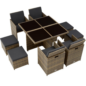 Aluminium Rattan Sitzgruppe Manhattan 4+4+1, natur