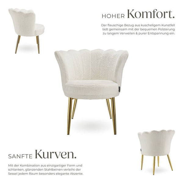Sessel Stella Kunstfell creme/gold