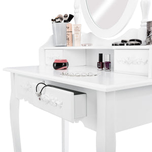 Dressing table with mirror and stool in antique look