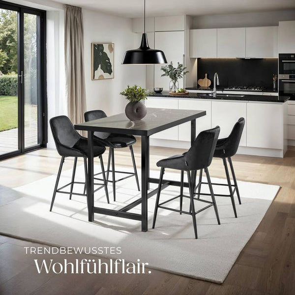 Thekenstuhl Siera Samtoptik schwarz/schwarz 4er Set
