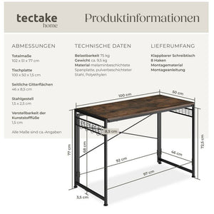 Schreibtisch Paterson Industrial Holz dunkel, rustikal