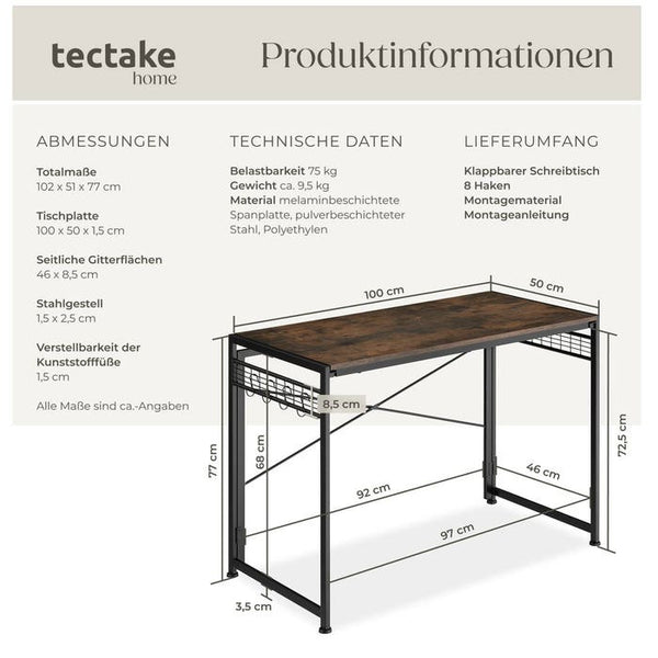 Schreibtisch Paterson Industrial Holz dunkel, rustikal