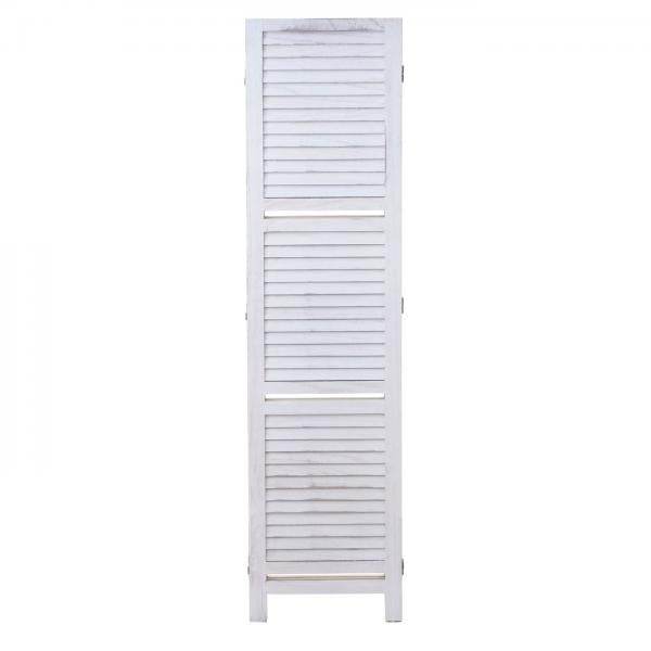Paravent Yvelines, Trennwand Raumteiler mit Regalböden 170x125cm, Shabby Look ~ weiss/weiss