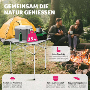 Camping Klapptisch aus Aluminium inkl. Tasche 70x70x70cm