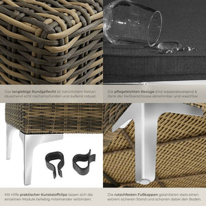 Modulares Rattanset Villanova Set 1 - 2-Sitzer (Ecke links + Ecke rechts + Sessel)