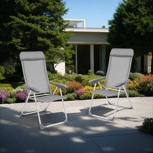 4 Aluminium Gartenstühle mit Kopfteil
