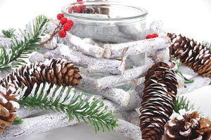 3er Set Adventskranz + Windlicht + Gesteck, Weihnachtsdeko Tischkranz Stern mit Glaseinsatz