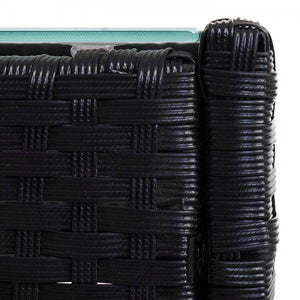 Poly-Rattan Gartentisch Halden, Beistelltisch Tisch mit Glasplatte ~ anthrazit