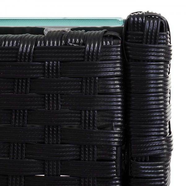Poly-Rattan Gartentisch Halden, Beistelltisch Tisch mit Glasplatte ~ anthrazit