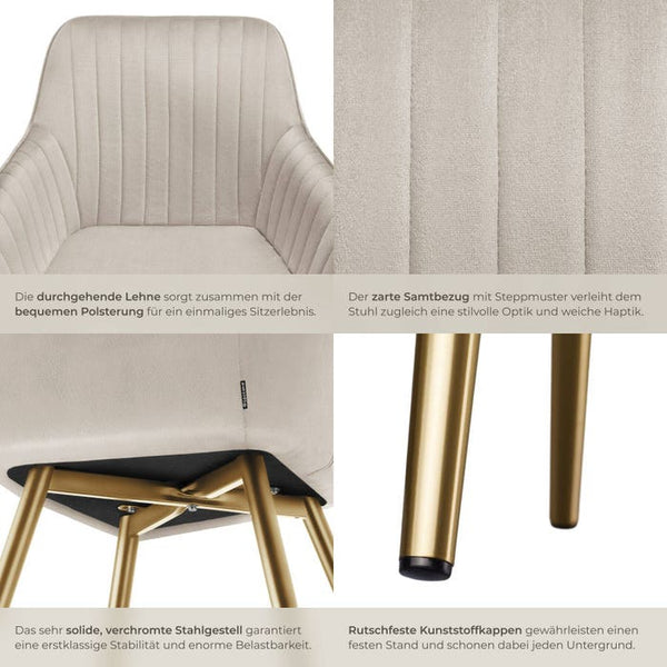 Esszimmerstuhl Marilyn taupe/gold 2er Set