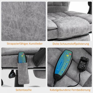 Bürostuhl Massagesessel Heizfunktion Liegefunktion Fussstütze Grau