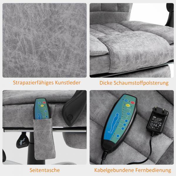 Bürostuhl Massagesessel Heizfunktion Liegefunktion Fussstütze Grau