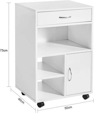Druckertisch mit Schublade | Beistelltisch | Couchtisch Weiss FBT106-W