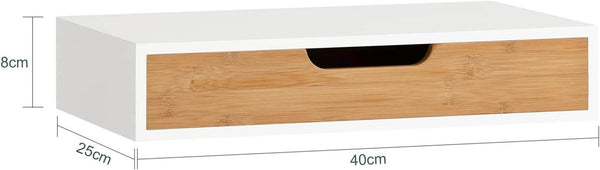 Schweberegal Weiss Hängeschublade | Wandschublade Bambus | FRG92-WN