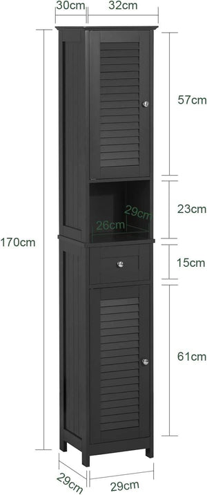 Bad Hochschrank | Badschrank | Badregal Grau | FRG236-DG