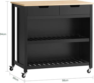 Kücheninsel | Küchenschrank | Küchenwagen | Schwarz-Natur