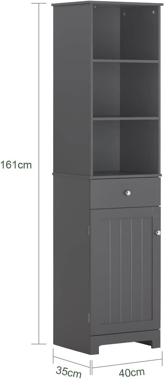 Bad Hochschrank | Badschrank | Badregal Dunkelgrau | BZR17-DG