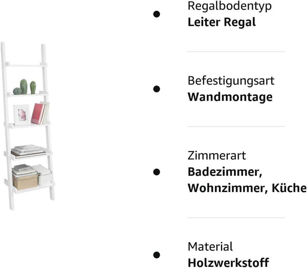 Leiterregal | Dekoleiter Weiss Treppenregal | FRG17-W