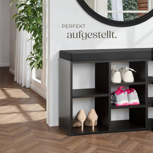 Schuhschrank mit Sitzkissen schwarz