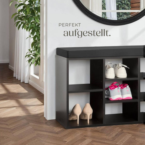 Schuhschrank mit Sitzkissen schwarz