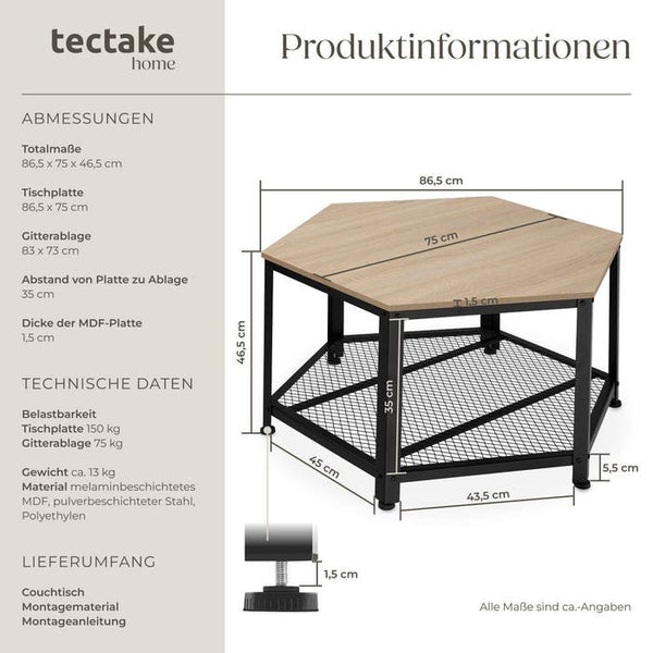 Couchtisch Norwich Industrial Holz hell, Eiche Sonoma