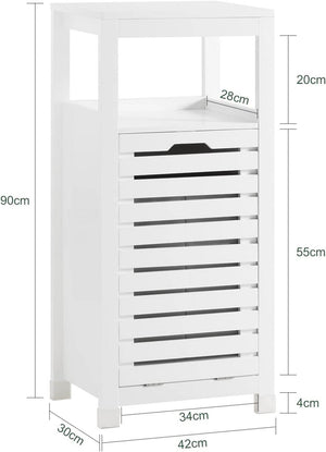 Wäscheschrank mit Wäschesack | Wäschesammler | Wäschekorb Weiss BZR67-W