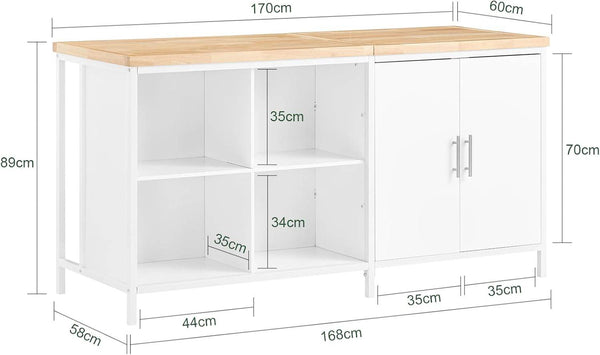 Kücheninsel | Sideboard | Küchenschrank | Kommode | Bartisch | Weiss-Natur