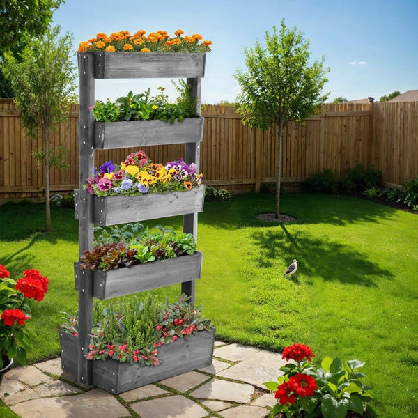 Vertikalbeet Flora grau 81 x 52 x 180 cm