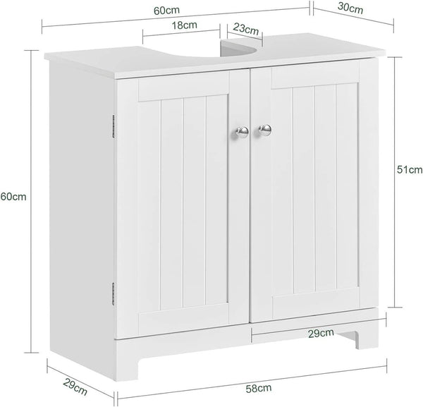 Waschbeckenunterschrank | Badezimmerschrank Weiss Badmöbel | BZR18-II-W