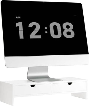 Monitorerhöhung Monitorständer mit Schubladen Weiss BBF02-W