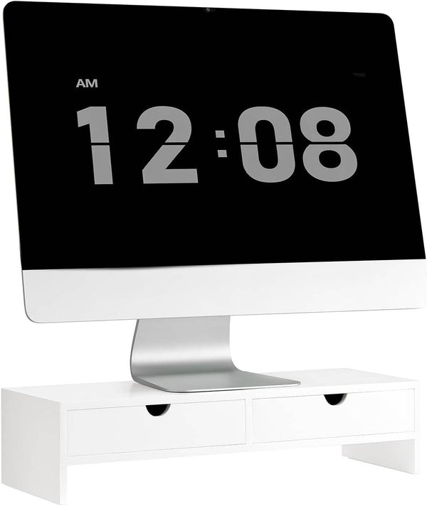 Monitorerhöhung Monitorständer mit Schubladen Weiss BBF02-W