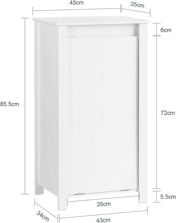 Wäscheschrank mit ausklappbarem Wäschesack | Wäschesammler | Wäschekorb | Weiss BZR100-W